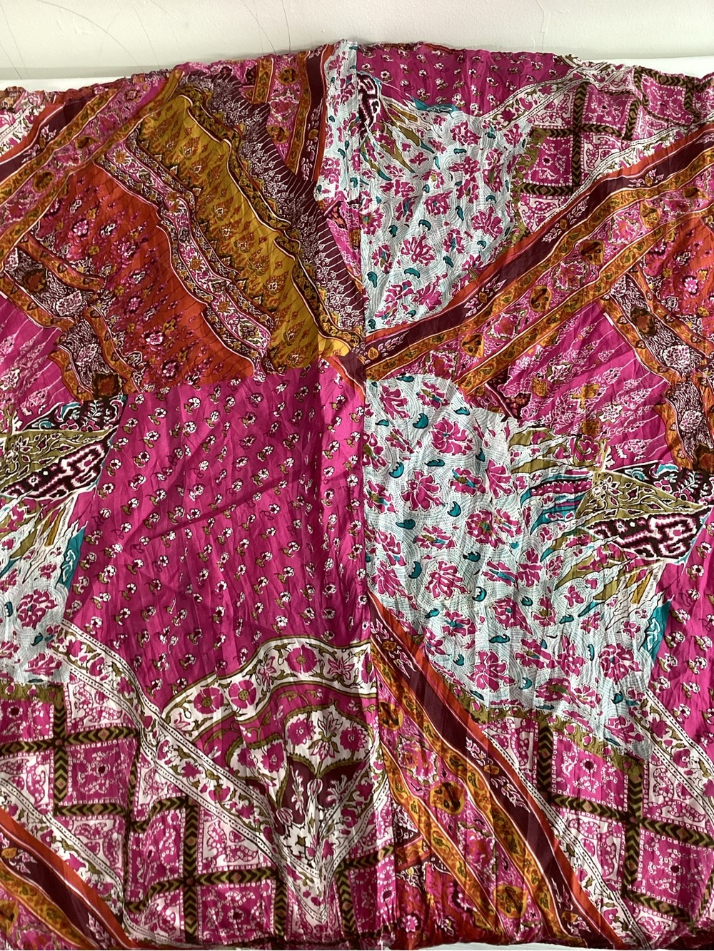 Dana Buchman Silk Pink and Gold Patchwork A-Line Midi Skirt - Picture 5 of 10